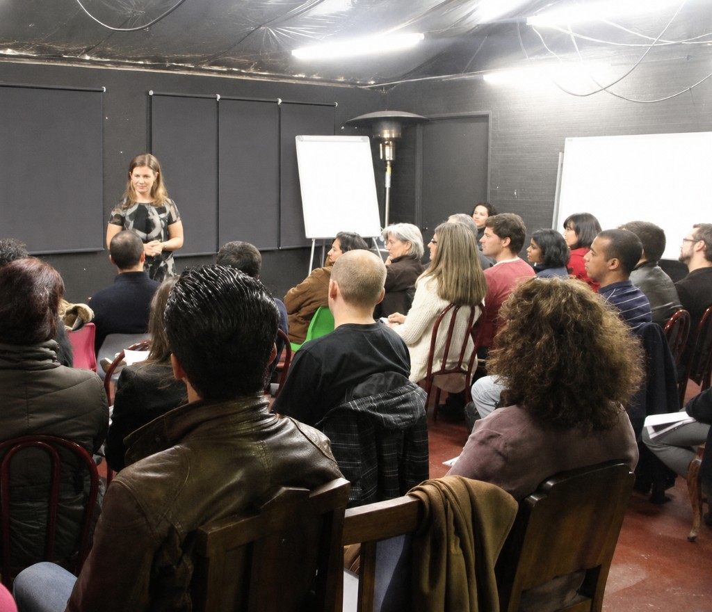 Laura Chattington facilitating a masterclass with audience